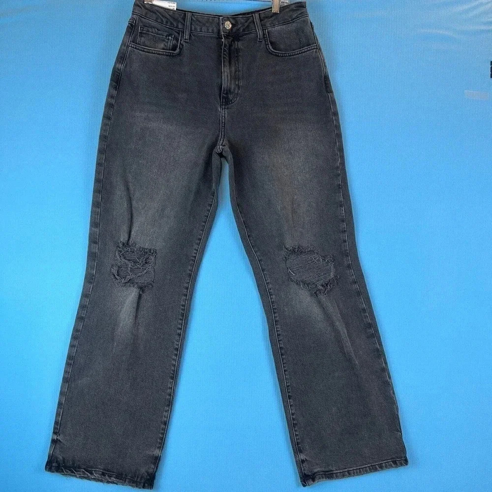 FOREVER 21 *New* Womens Washed Black 90's Loose Fit Relaxed Leg Jeans Sz…